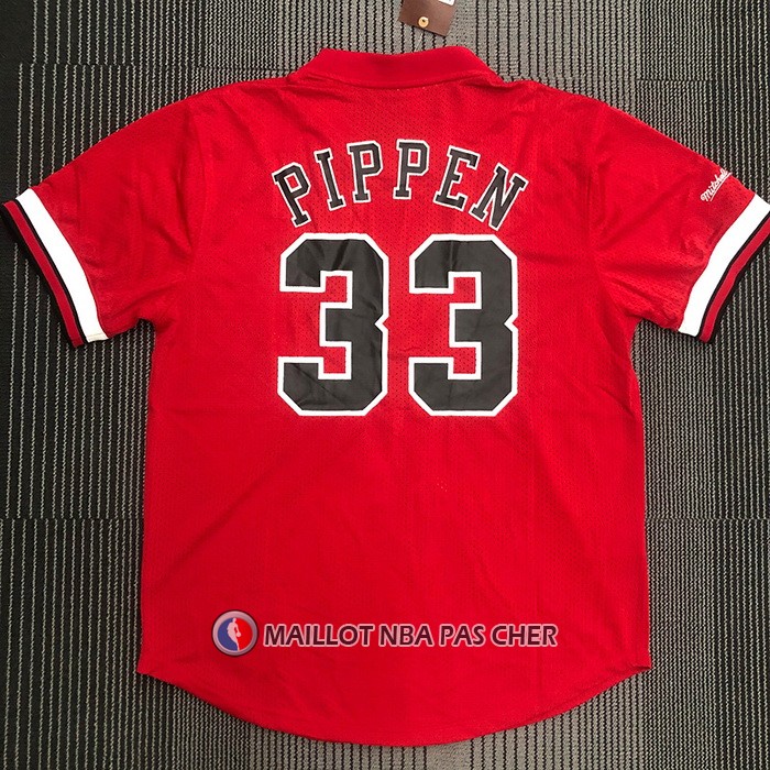 Maillot Manche Courte Chicago Bulls Scottie Pippen NO 33 Rouge